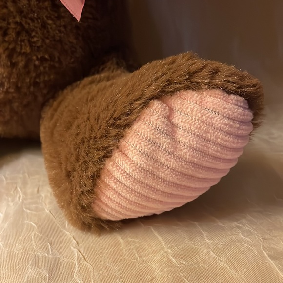 Brown stuffed bunny with pink ears, bow & feet 3 & up - Picture 3 of 13